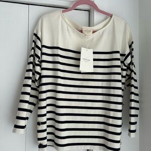 Sézane Striped White and Navy